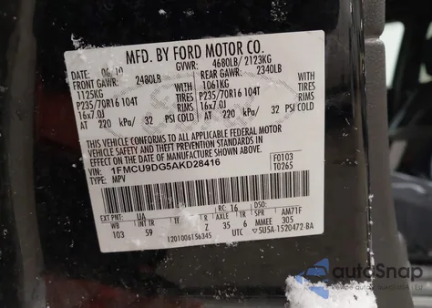 2010 Ford Escape Xlt from USA, damaged, VIN 1FMCU9DG5AKD28416